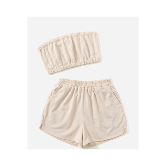 Solid tube top & track shorts